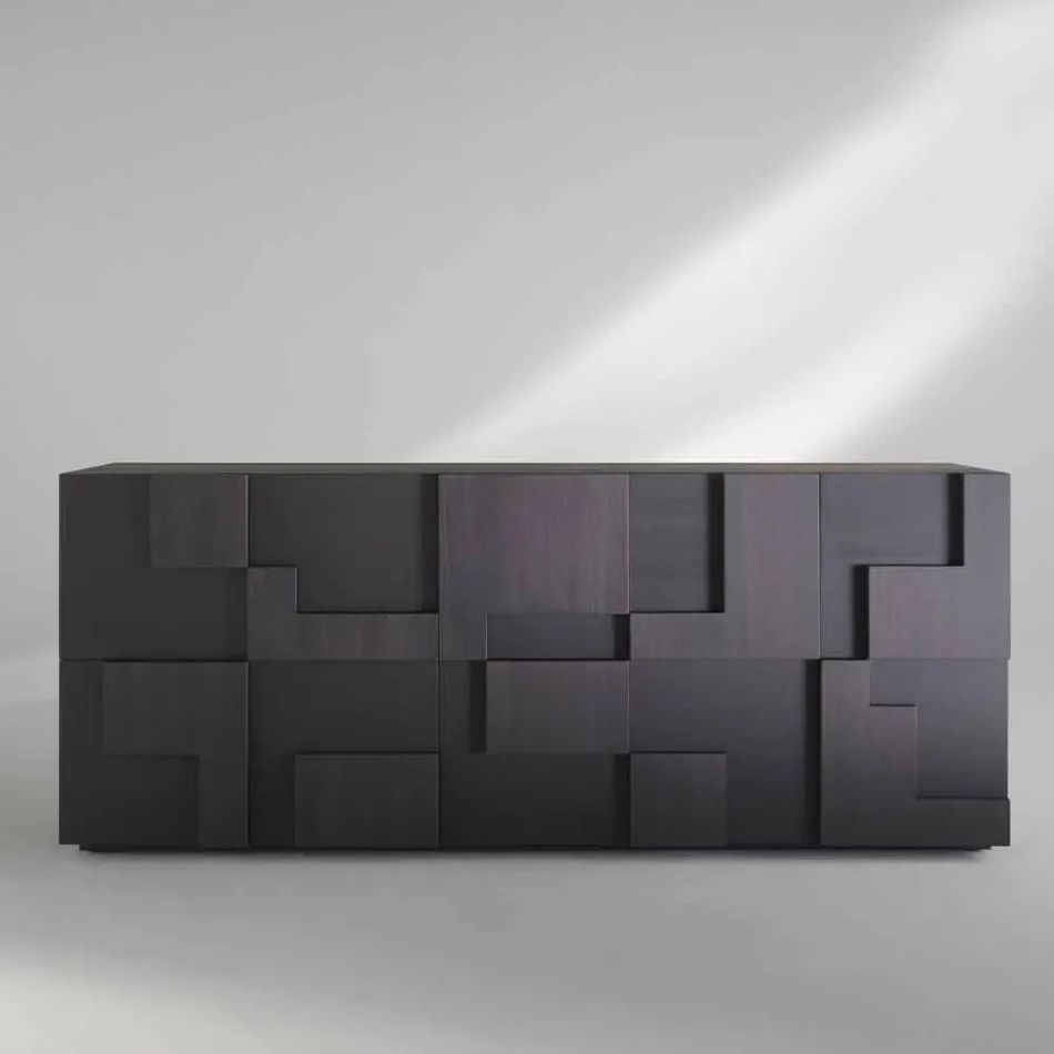 Madia di design in legno di larice spazzolato termotrattato Azalea Viadurini