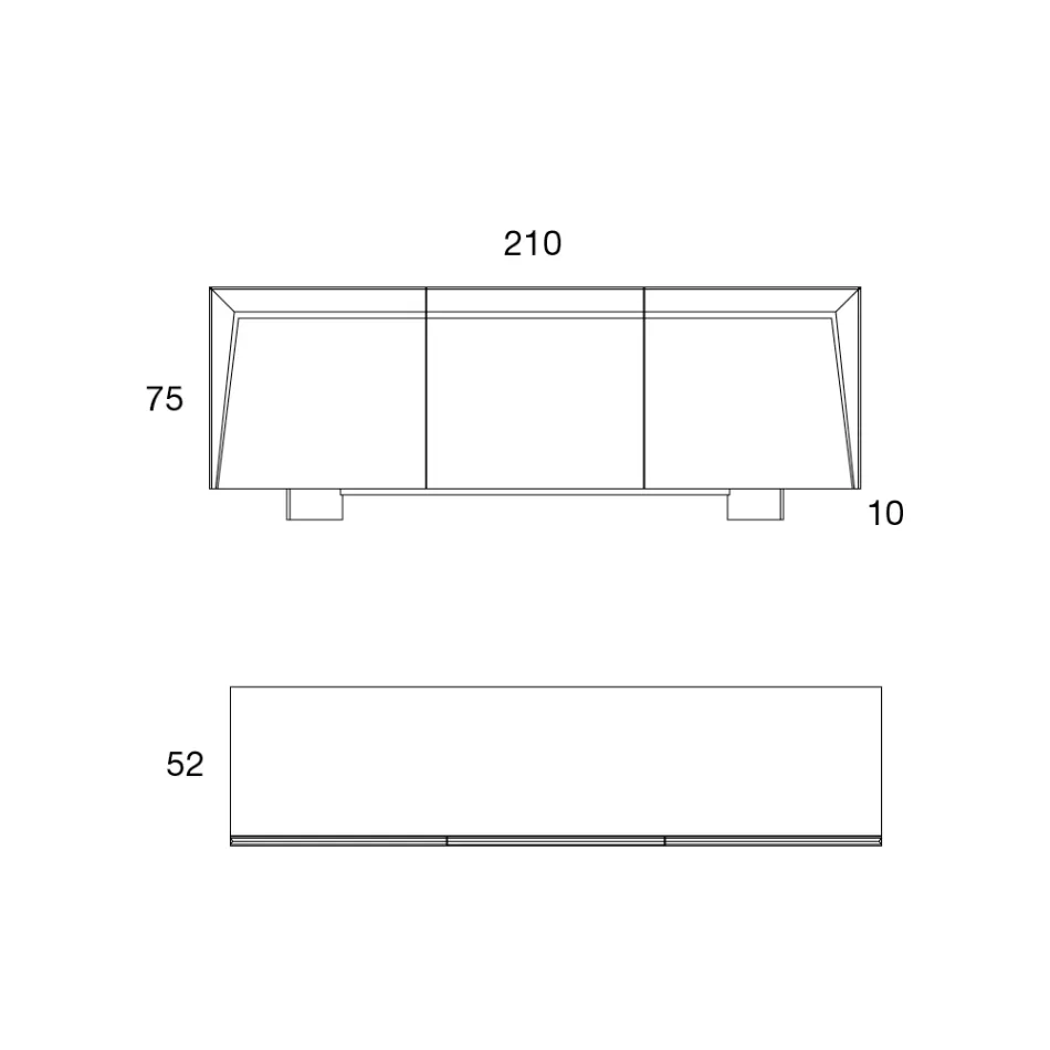 Madia in Legno 3 Ante con Bordo Inclinato e Piano in Ceramica - Mondolfo Viadurini