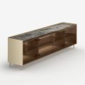 Madia in Legno Curvo Laccato con Ante in Vetro Bronzo Made in Italy - Lyra