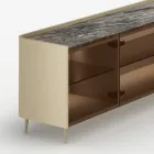 Madia in Legno Curvo Laccato con Ante in Vetro Bronzo Made in Italy - Lyra Viadurini