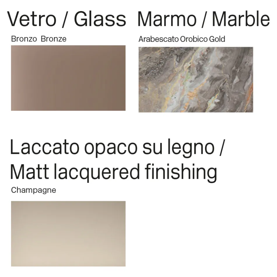 Madia in Legno Curvo Laccato con Ante in Vetro Bronzo Made in Italy - Lyra Viadurini