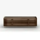 Madia in Legno Curvo Laccato con Ante in Vetro Bronzo Made in Italy - Lyra Viadurini