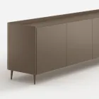 Madia in Legno Curvo Laccato Platino dal Design Esclusivo Made in Italy - Lyra Viadurini