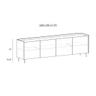 Madia in Legno Curvo Laccato Platino dal Design Esclusivo Made in Italy - Lyra Viadurini