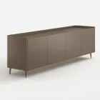 Madia in Legno Curvo Laccato Platino dal Design Esclusivo Made in Italy - Lyra Viadurini