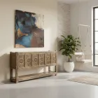 Madia in Legno di Pino e Finitura Wash Antichizzato con 6 Ante - Airasca Viadurini