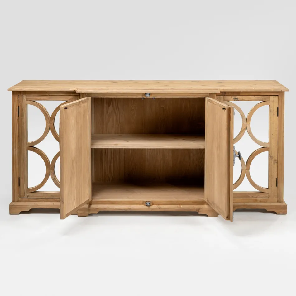 Madia in Legno di Pino Naturale Invecchiato con Ante a Specchio - Agnone Viadurini