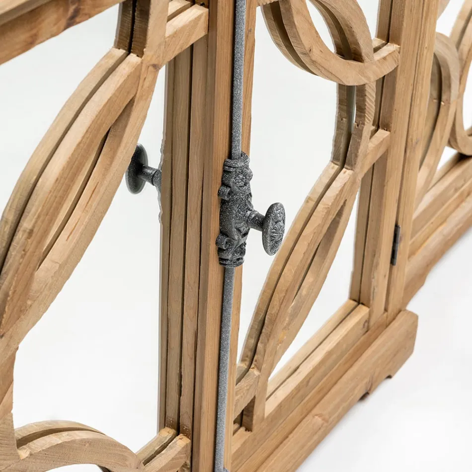 Madia in Legno di Pino Naturale Invecchiato con Ante a Specchio - Agnone Viadurini