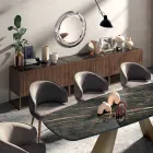 Madia in Legno Impiallacciato Noce Canaletto Made in Italy - Salerno Viadurini