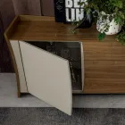 Madia in Legno Laccato 2 Ante 3 Cassetti Design Curvilineo Italiano - Celio Viadurini