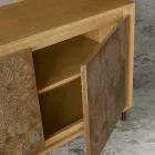 Madia in Legno Listellare con 3 Ante in MDF con Lavorazione Manuale - Veralia  Viadurini