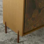 Madia in Legno Listellare con 3 Ante in MDF con Lavorazione Manuale - Veralia  Viadurini