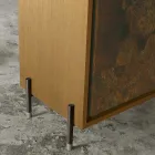 Madia in Legno Listellare con 3 Ante in MDF con Lavorazione Manuale - Veralia  Viadurini