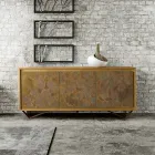 Madia in Legno Listellare con 3 Ante in MDF con Lavorazione Manuale - Veralia  Viadurini