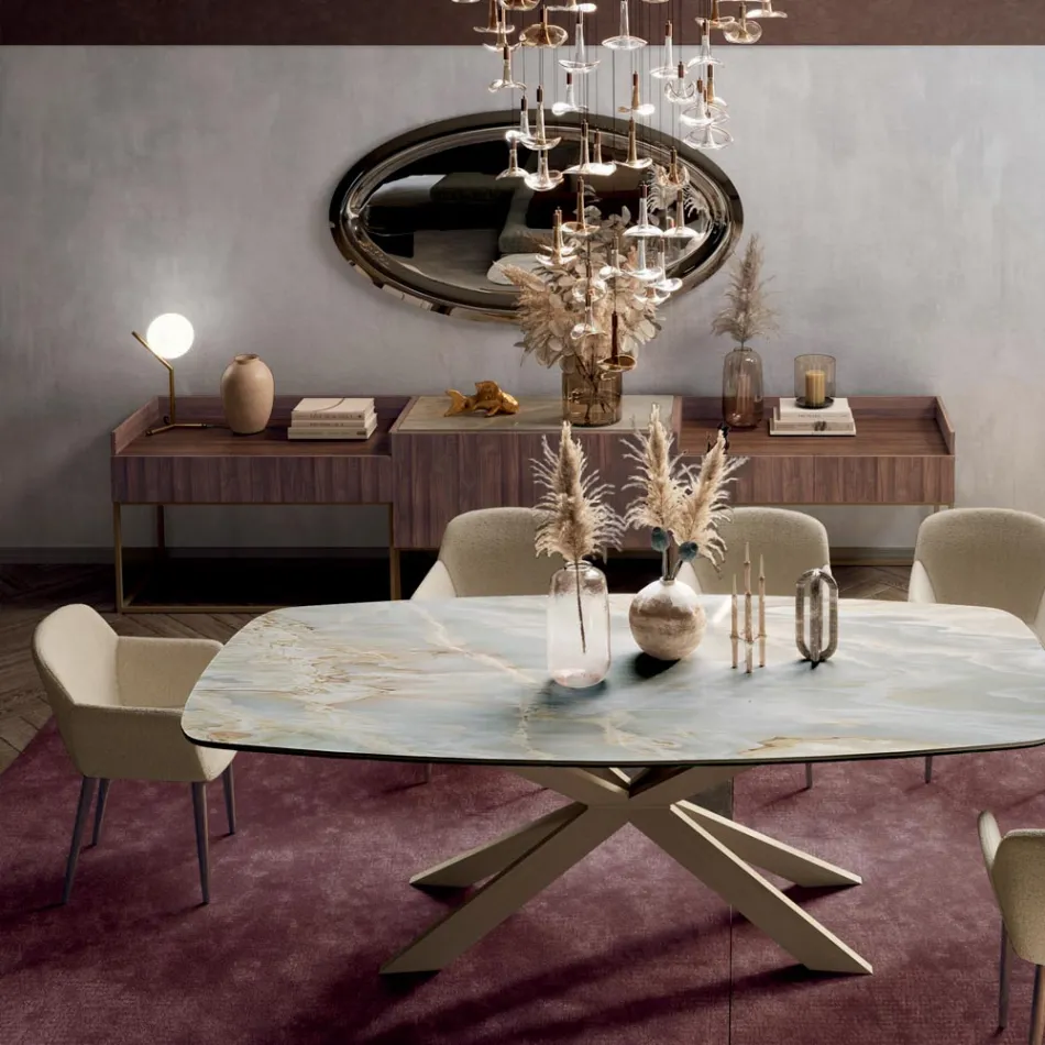 Madia in Listellare di Abete Impiallacciato Noce Canaletto - Salerno Viadurini