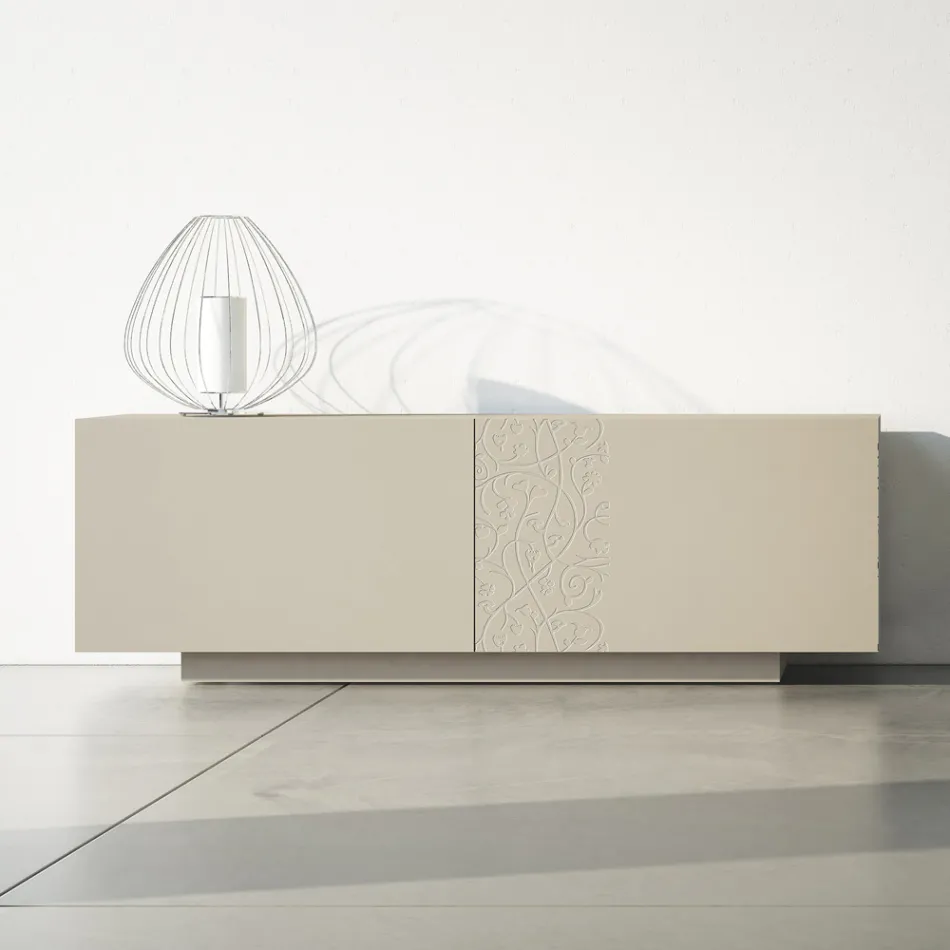 Madia in Mdf con Base a Zoccolo e Anta Decorata Made in Italy - Deodara Viadurini