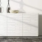 Madia in Mdf Laccato Bianco Opaco con Ante Decorate Made in Italy - Chicago Viadurini
