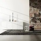 Madia in Mdf Laccato Bianco Opaco con Ante Decorate Made in Italy - Chicago Viadurini