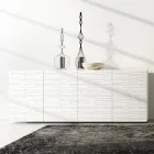 Madia in Mdf Laccato Bianco Opaco con Ante Decorate Made in Italy - Chicago Viadurini