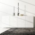 Madia in Mdf Laccato Bianco Opaco con Ante Decorate Made in Italy - Chicago