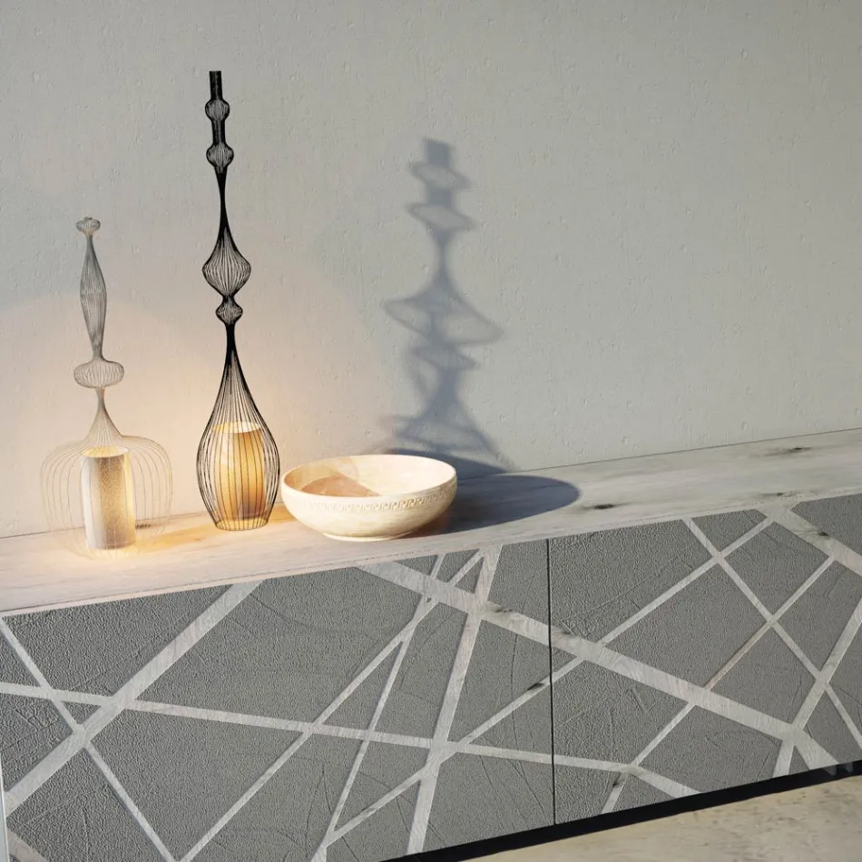 Madia in Mdf Laccato Fango Opaco con Base a Zoccolo Made in Italy - Arise Viadurini