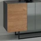 Madia in Nobilitato con 3 Ante in Rovere e Specchio Made in Italy - Romina Viadurini