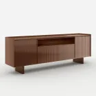 Madia in Vetro Retrolaccato con Profilo in Legno Massello Made in Italy - Lutea Viadurini
