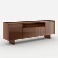 Madia in Vetro Retrolaccato con Profilo in Legno Massello Made in Italy - Lutea