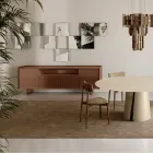 Madia in Vetro Retrolaccato con Profilo in Legno Massello Made in Italy - Lutea Viadurini