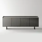 Madia Moderna con Ante Battenti in Vetro Retrolaccato Made in Italy - Lutea Viadurini