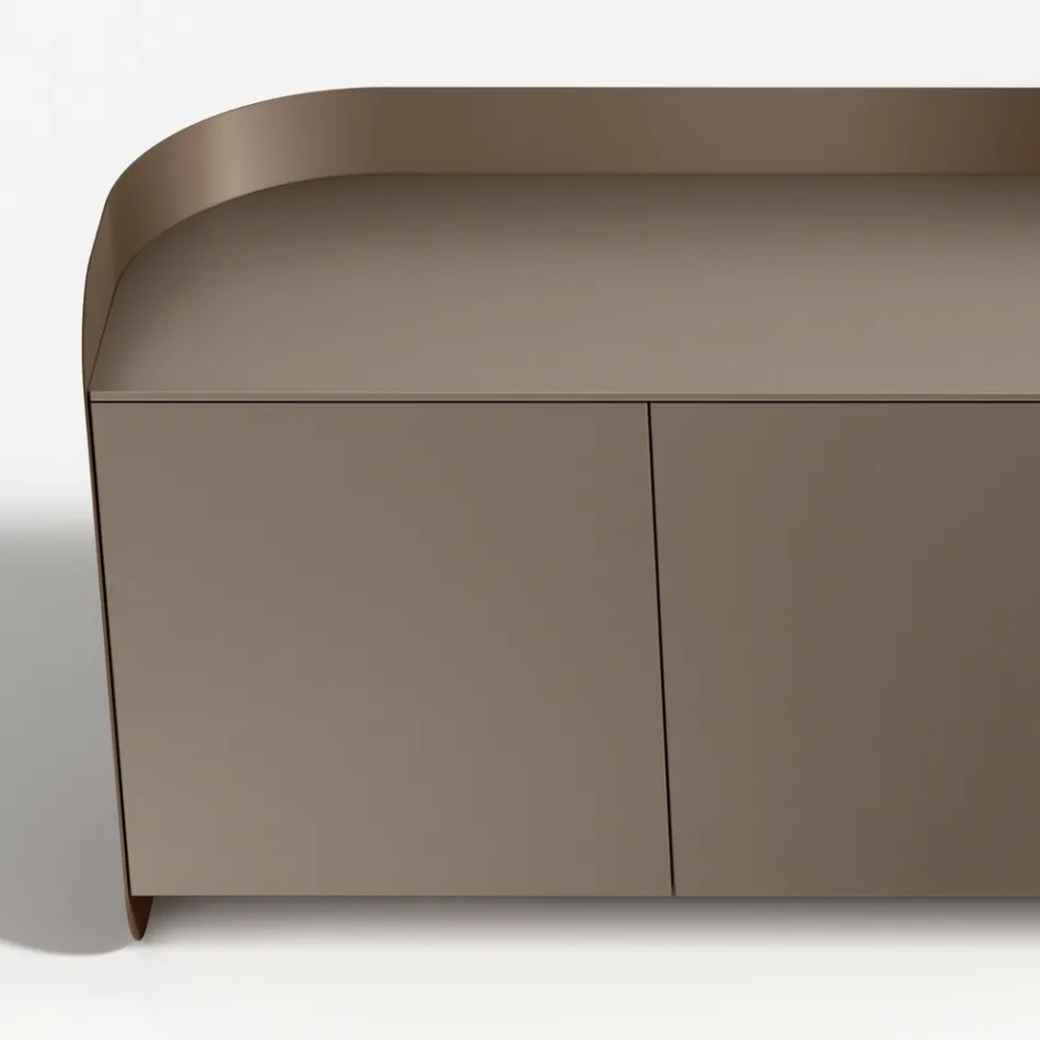 Madia Moderna in Legno e Metallo Curvato di Design Made in Italy - Rugiada Viadurini