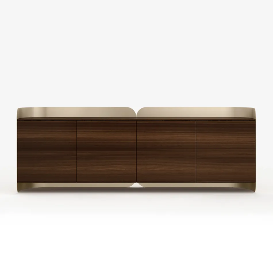 Madia Moderna in Legno e Metallo Curvato di Design Made in Italy - Rugiada Viadurini