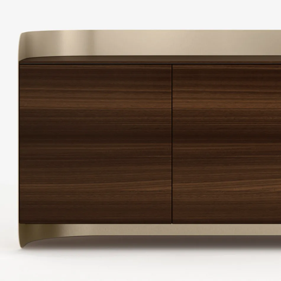 Madia Moderna in Legno e Metallo Curvato di Design Made in Italy - Rugiada Viadurini