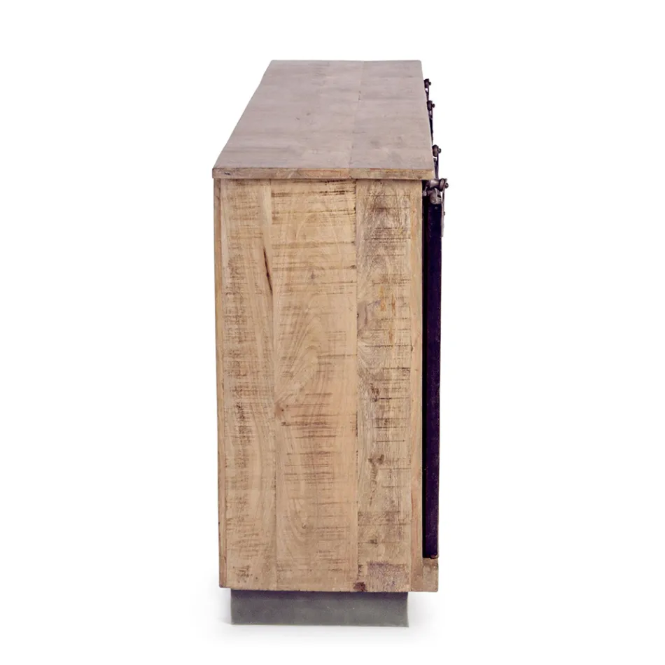 Madia Salotto in Legno di Mango e Acciaio a 2 Ante e 3 Cassetti - Sinfony Viadurini