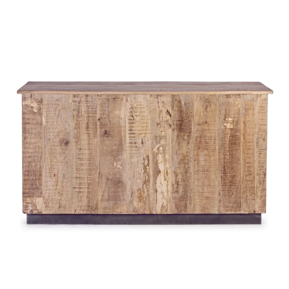 Madia Salotto in Legno di Mango e Acciaio a 2 Ante e 3 Cassetti - Sinfony Viadurini