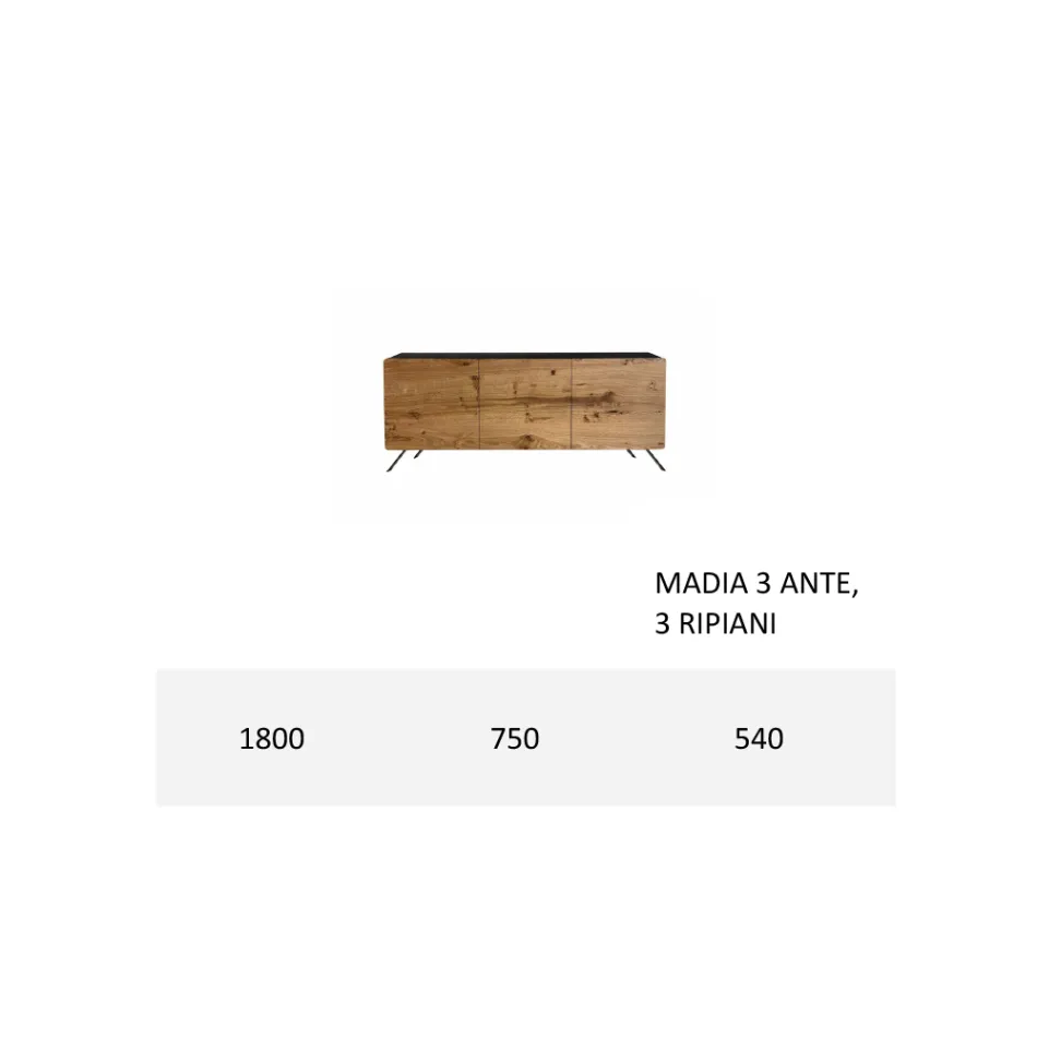 Madia Soggiorno in Mdf e Legno Massello 2 o 3 Ante Made in Italy - Chamber Viadurini