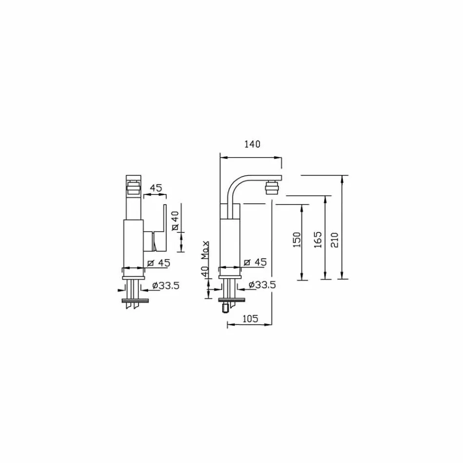 Miscelatore Bidet Bagno Design in Ottone Senza Scarico Made in Italy - Panela Viadurini