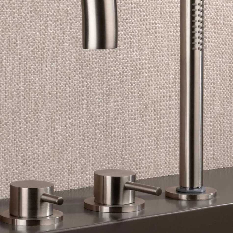 Miscelatore Bordo Vasca 4 fori con Bocca in Acciaio AISI 316L - Artigli Viadurini