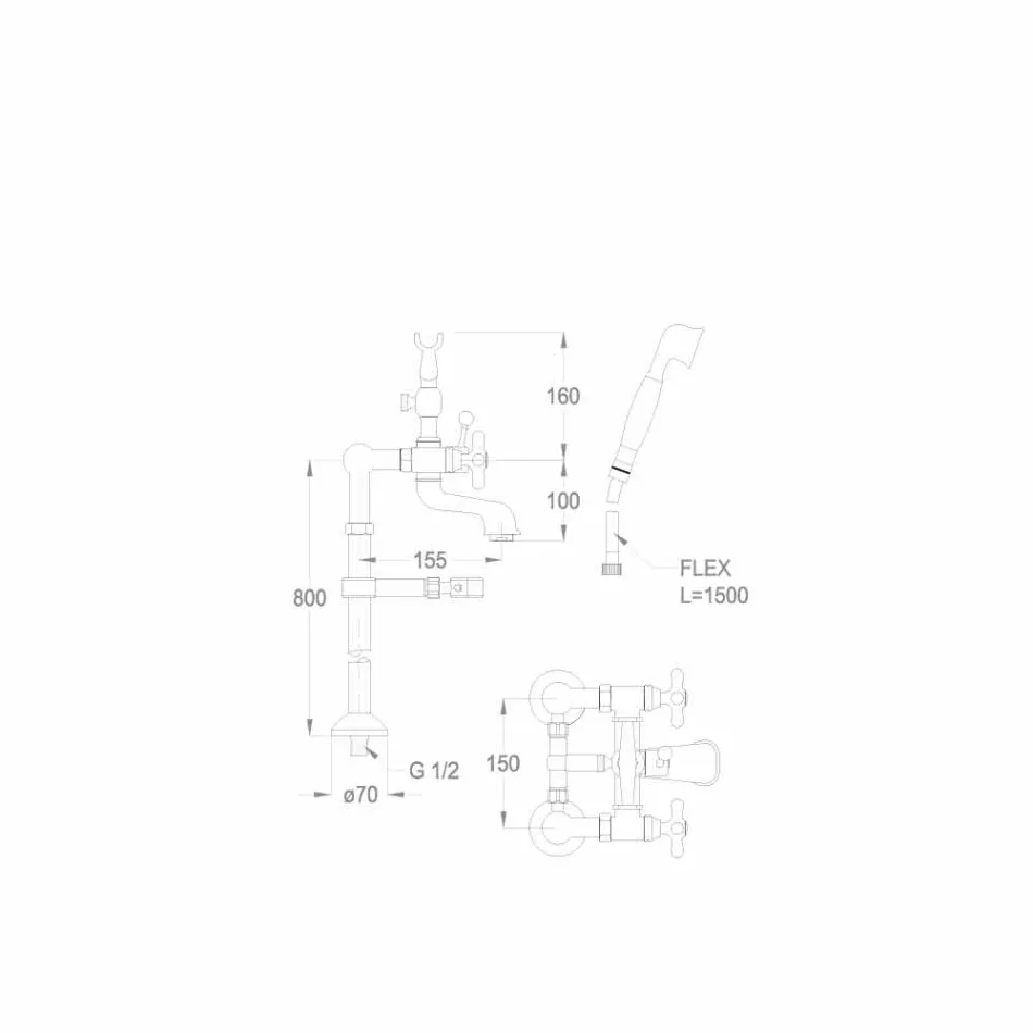 Miscelatore Classico per Vasca da Terra in Ottone Made in Italy - Panico Viadurini