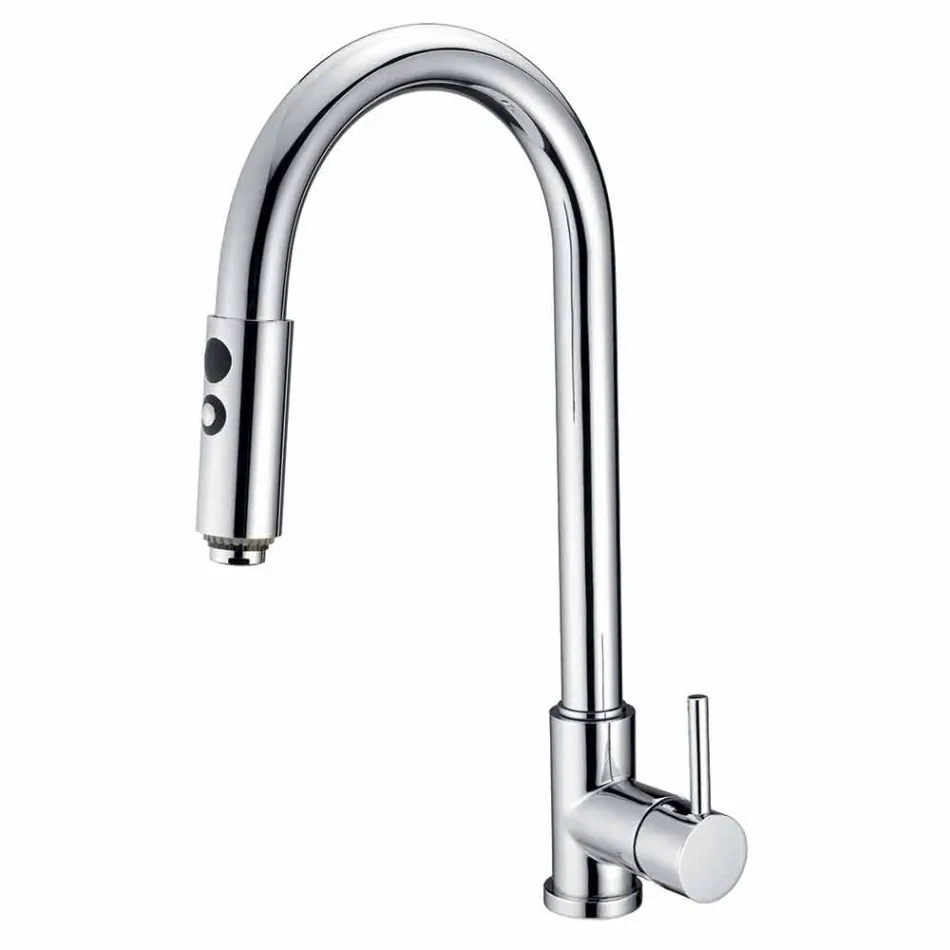 Miscelatore Lavabo Cucina con Tubo Orientabile e Doccetta Made in Italy - Cormo Viadurini