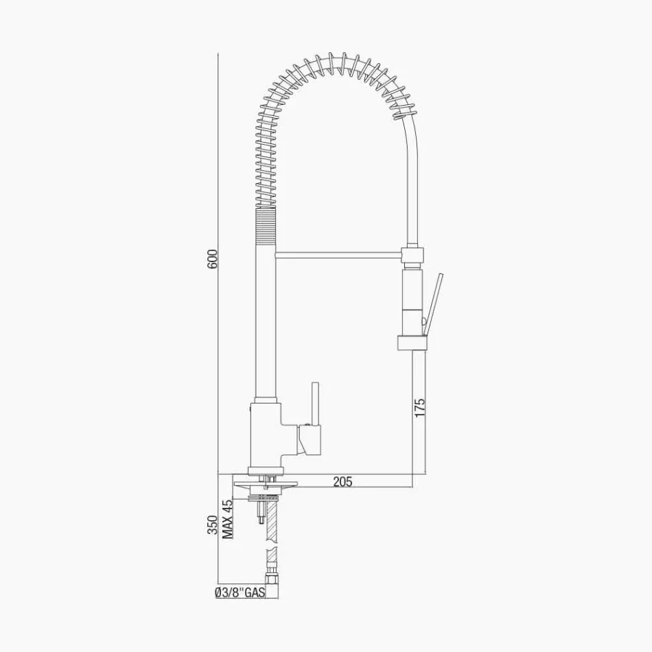 Miscelatore Lavabo da Cucina in Ottone Cromato con Doccia Made in Italy - Kondor Viadurini