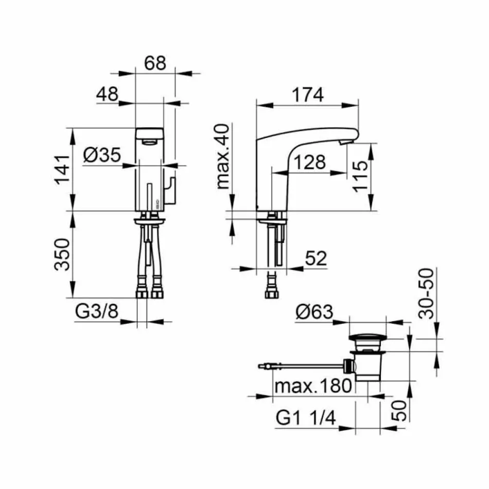 Miscelatore Lavabo Moderno con Sensore ad Infrarossi in Metallo Cromato - Gonzo Viadurini
