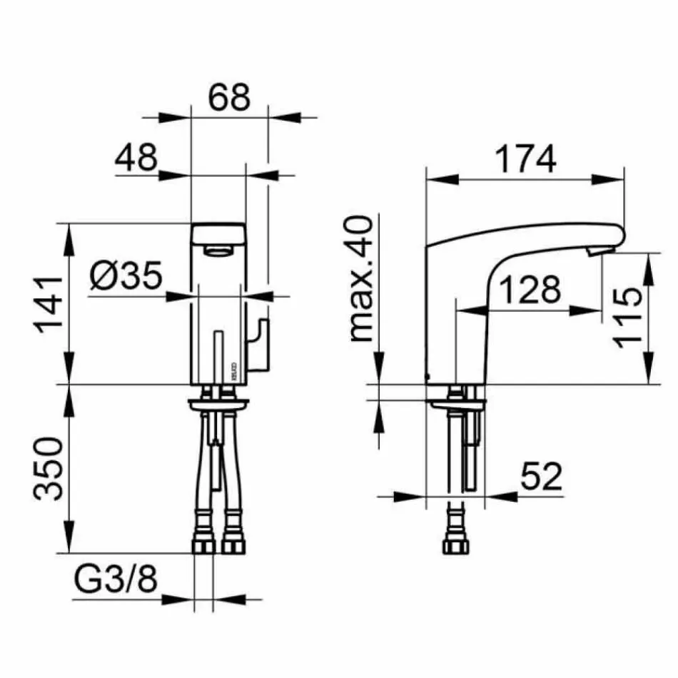 Miscelatore Lavabo Moderno con Sensore ad Infrarossi in Metallo Cromato - Gonzo Viadurini
