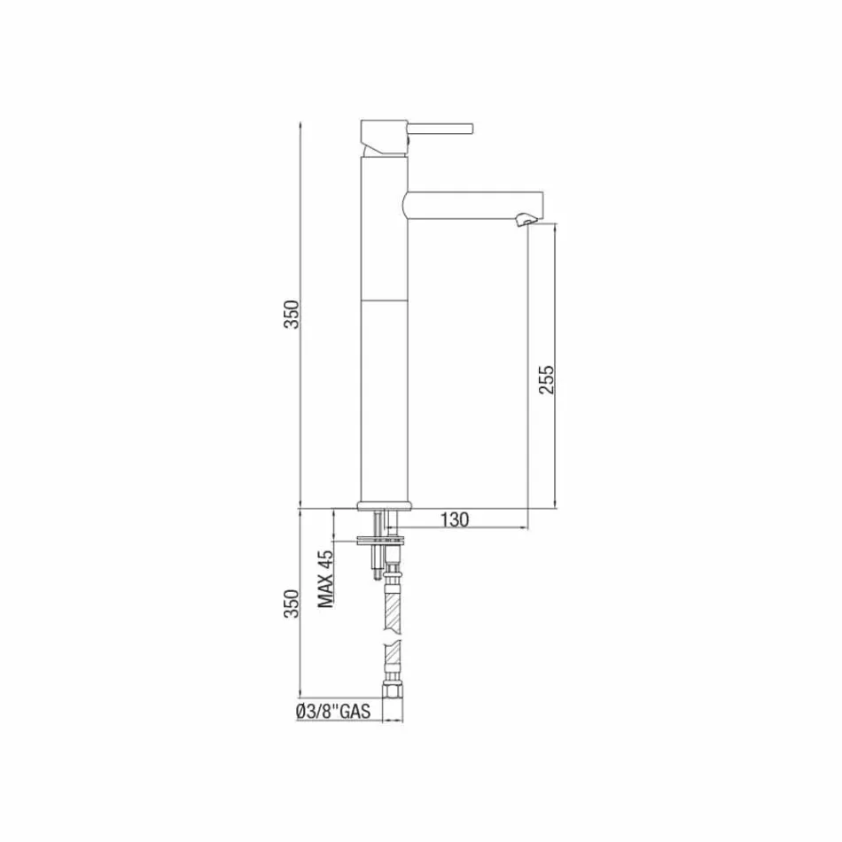 Miscelatore Lavabo Prolungato in Ottone Senza Scarico Made in Italy - Ermia Viadurini
