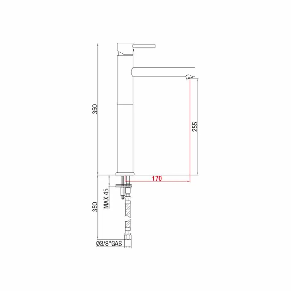 Miscelatore Lavabo Prolungato in Ottone Senza Scarico Made in Italy - Ermia Viadurini