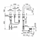 Miscelatore Moderno per Lavabo Bagno a Tre Fori in Metallo Cromato - Girino Viadurini