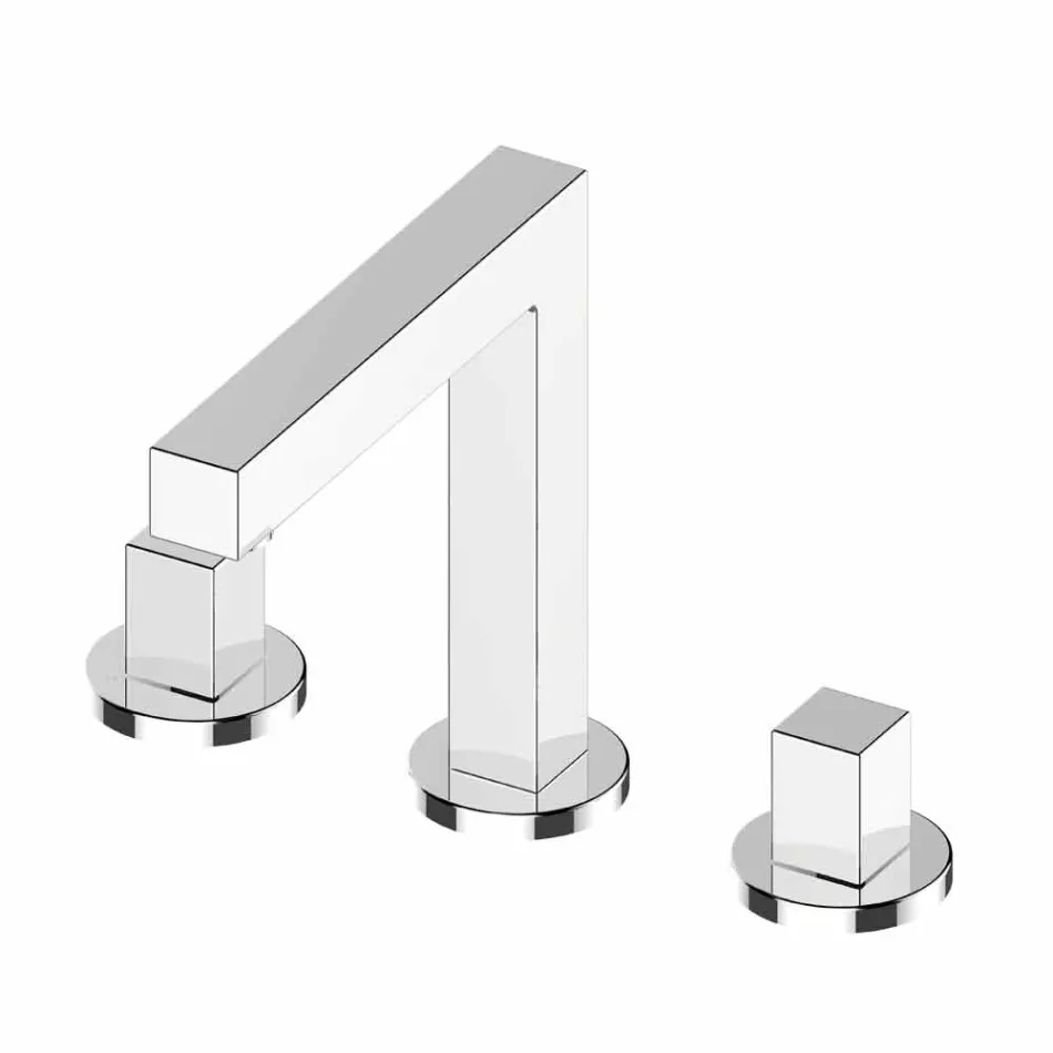 Miscelatore Moderno per Lavabo Bagno a Tre Fori in Metallo Cromato - Girino Viadurini