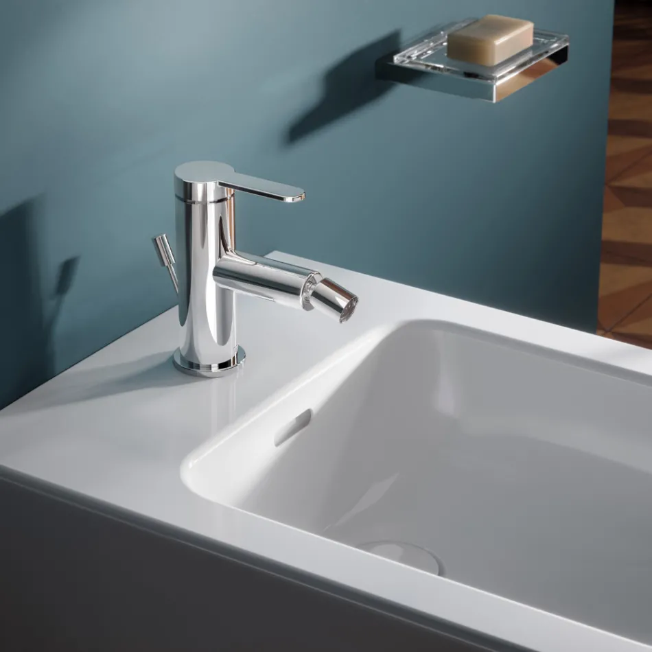 Miscelatore Monocomando Bidet Design Piatto in Ottone Cromato - Agenore Viadurini