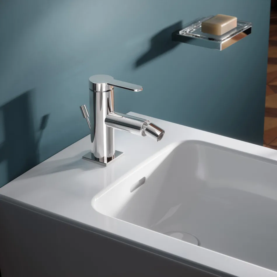 Miscelatore Monocomando Bidet Design Piatto in Ottone Cromato - Agenore Viadurini