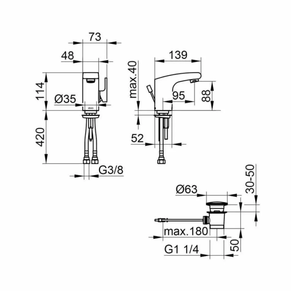 Miscelatore Monocomando Design Moderno per Lavabo Bagno Finitura Cromato - Gonzo Viadurini